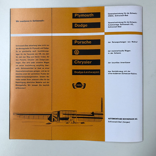 Faltblatt «Schweizer Automontage Schinznach»